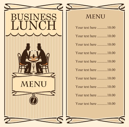 Menu for business lunch, talking with two gentlemen のイラスト素材