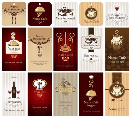 set of business cards on food and drink のイラスト素材