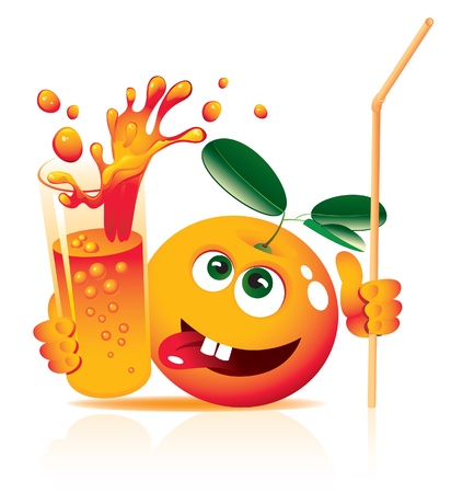 lively orange with glass juiceのイラスト素材