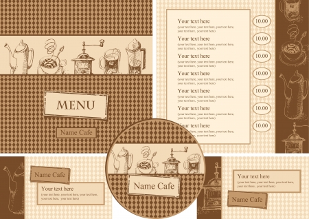 set of design elements for a cafe or restaurantのイラスト素材