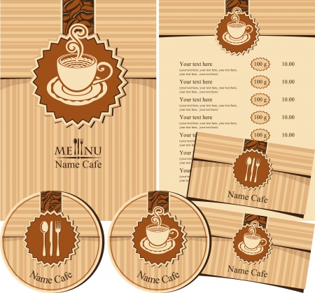 set of design elements for a cafe or restaurantのイラスト素材