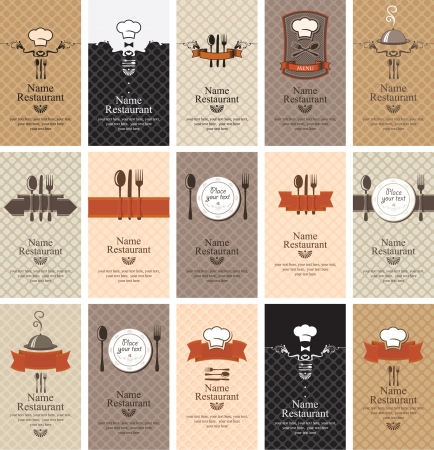 set of business cards on the theme of food beveragesのイラスト素材