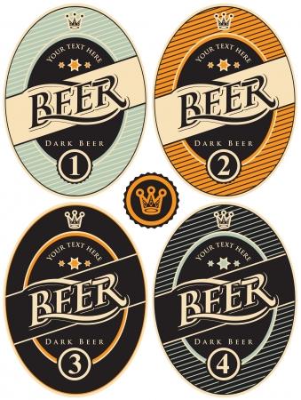 four labels for beer in a retro styleのイラスト素材