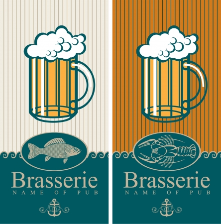 two banners with the beer and seafoodのイラスト素材