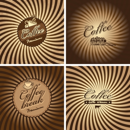four banners for cafe in retro styleのイラスト素材