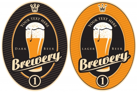 two labels for the brewery with a beer のイラスト素材