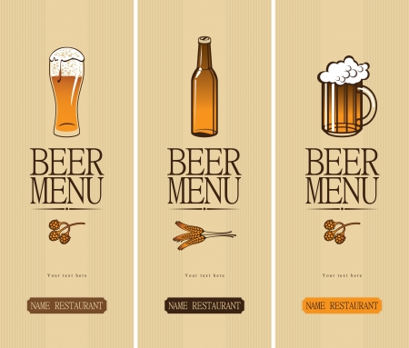three banners on the theme of the beer with a glass and a bottle のイラスト素材