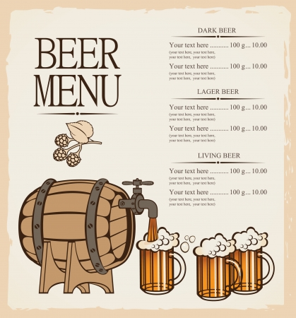 menu for beer keg and glassesのイラスト素材