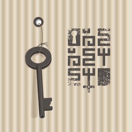 banner with key on a background of corrugated cardboardのイラスト素材