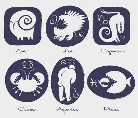 Set of funny signs of the zodiacのイラスト素材