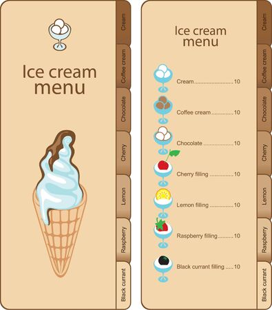 Ice cream menu with tabs のイラスト素材