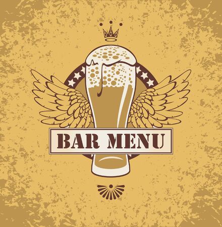 banner with a beer and wings のイラスト素材