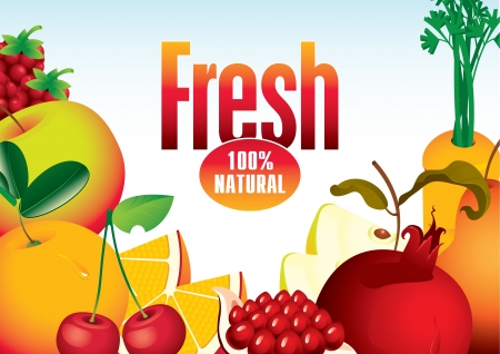 banner for juices and fresh fruit のイラスト素材