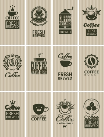 set of vintage cards on coffeeのイラスト素材
