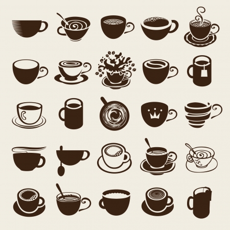 Vector icon collection Coffee cup and Tea cupのイラスト素材