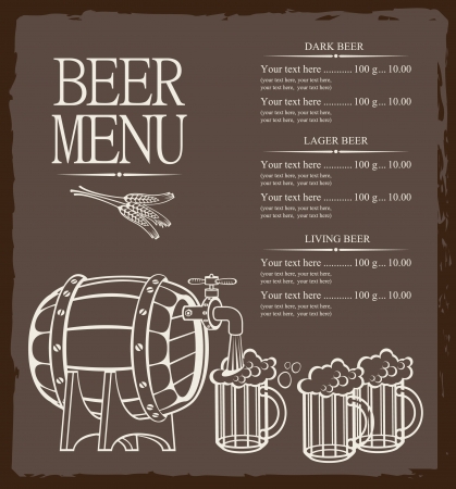 Menu for beer keg and glassesのイラスト素材