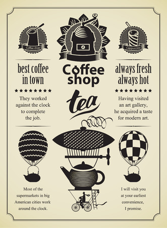 Set of design elements on the subject of coffee and tea  のイラスト素材
