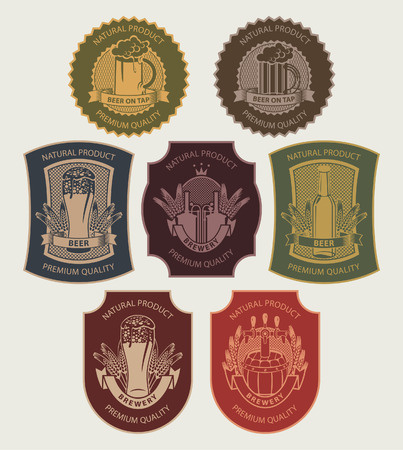 set of labels on beer in a retro styleのイラスト素材