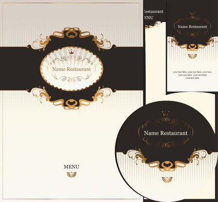design elements for a restaurant in Baroque styleのイラスト素材