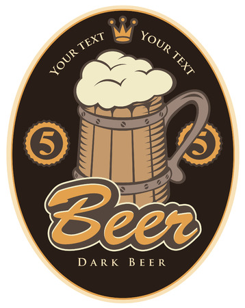 labels for the beer with wooden mug on black backgroundのイラスト素材