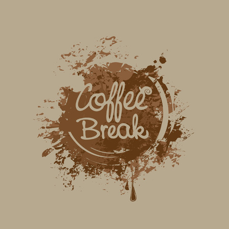 vector banner with the inscription on the background of coffee stains and splashesのイラスト素材