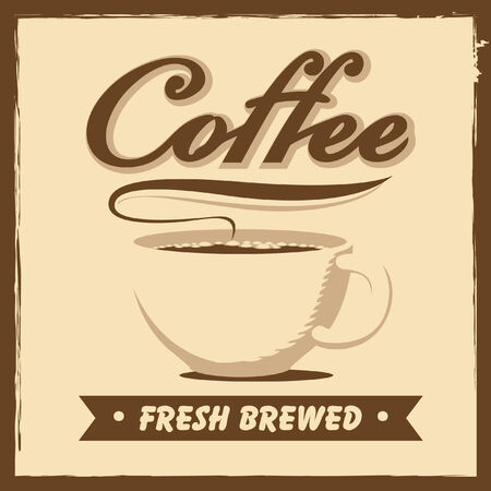 banner with coffee cup in retro styleのイラスト素材