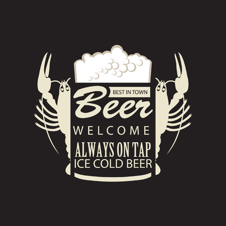 Glass of beer with foam and cancer on black backgroundのイラスト素材