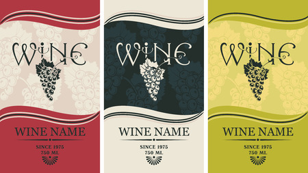 set of labels for wine with grapesのイラスト素材
