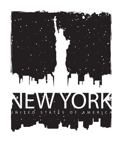 banner with of New York City, Statue of Liberty at nightのイラスト素材