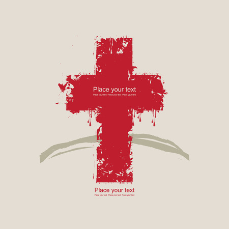 sign of the cross on an abstract background with a mountainのイラスト素材