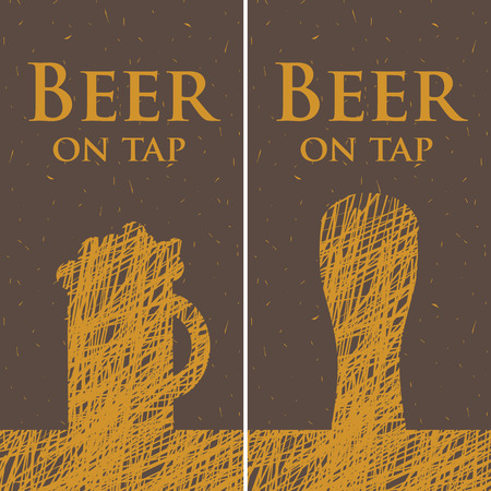 two banners with pictures of glasses of beer on tapのイラスト素材