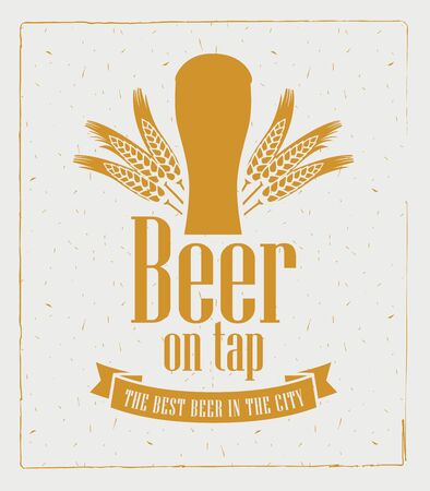 banner with a picture glasses of beer on tap with ears of wheatのイラスト素材