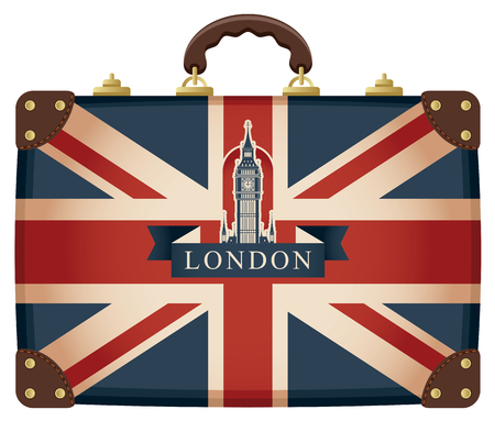 Travel suitcase with flag of Britain and Big Benのイラスト素材