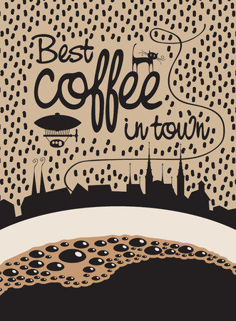 banner with a cup and the words Best coffee in townのイラスト素材