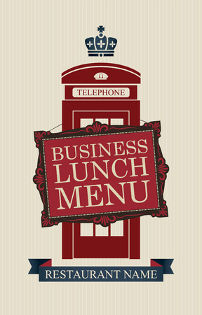 Vector menu for business lunches with London phone boothのイラスト素材