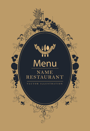 Frame menu with floral ornaments in Baroque vintage styleのイラスト素材