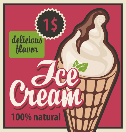 banner with the ice cream in retro styleのイラスト素材