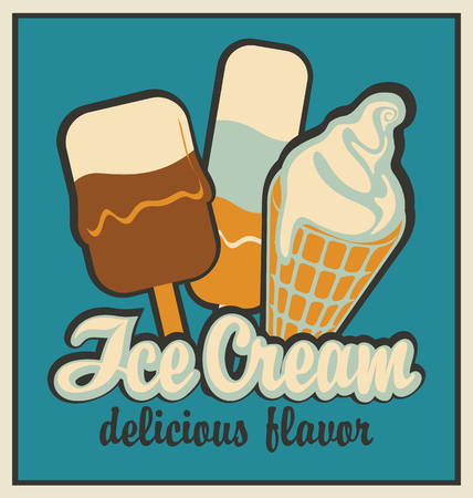 retro banner with ice creamのイラスト素材