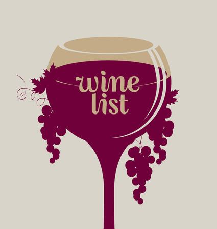 vector banner glass of wine with grapes of Wine listのイラスト素材