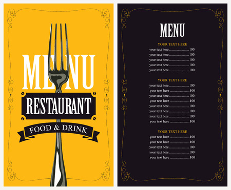 menu with fork for the restaurant in retro styleのイラスト素材