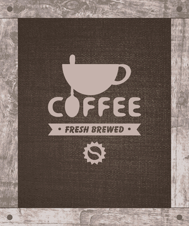 Vector banner coffee shop on the cloth with wooden frameのイラスト素材