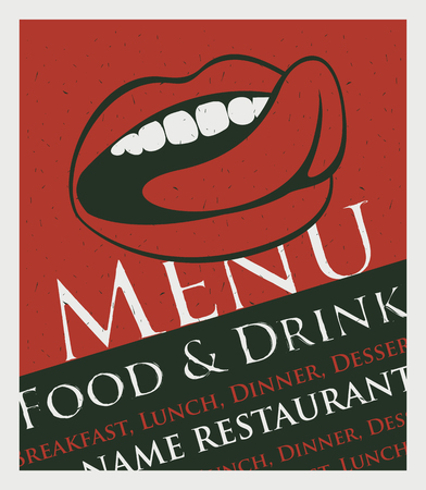menu for the restaurant with a picture of the human mouth to lickのイラスト素材