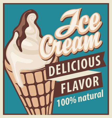 banner with the ice cream in retro styleのイラスト素材