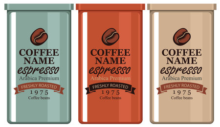 set vector labels coffee in the iron banks with the grainのイラスト素材