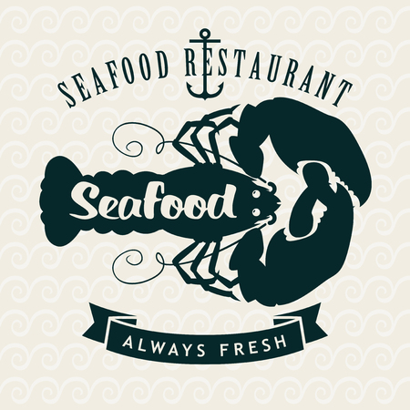Retro banner for restaurants or seafood shops on the background of the lobsterのイラスト素材
