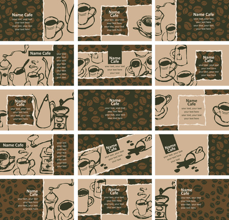 set of business cards on the theme of coffee and teaのイラスト素材