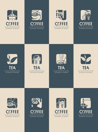 set of business cards for restaurant or cafe shop on tea and coffeeのイラスト素材