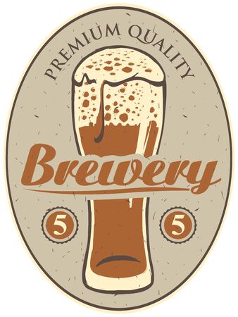 label for the brewery with a beer glassのイラスト素材