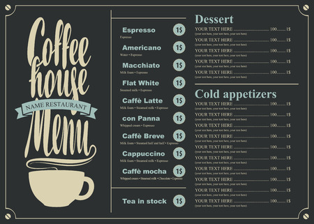 menu with price list for the coffee house with a cupのイラスト素材