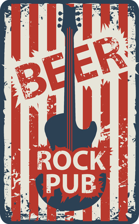 banner for rock pub with an electric guitar on a background of the American flagのイラスト素材